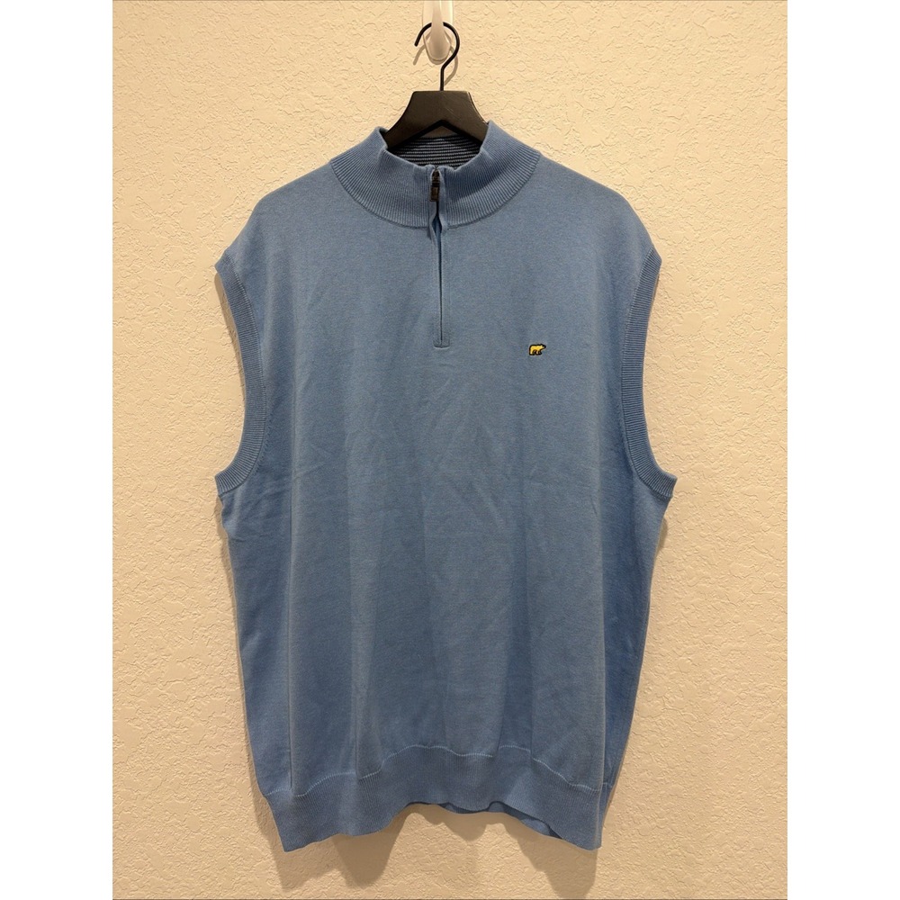 Jack Nicklaus Golf Sleeveless Sweater Blue Quarter Zip Size Xxl